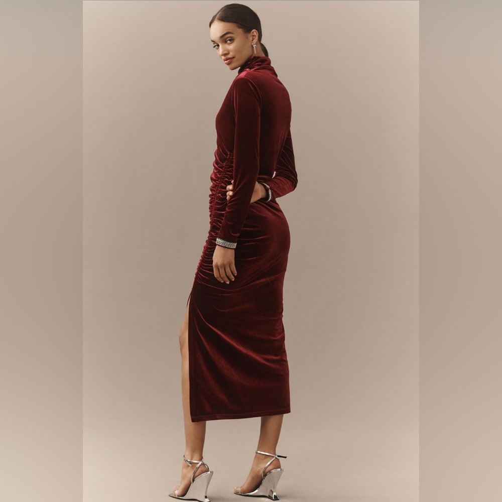 ✨ Anthropologie Maya Ruched Cowl-Neck Dress: Velvet Long-Sleeve Edition Sz 2X - Picture 7 of 10